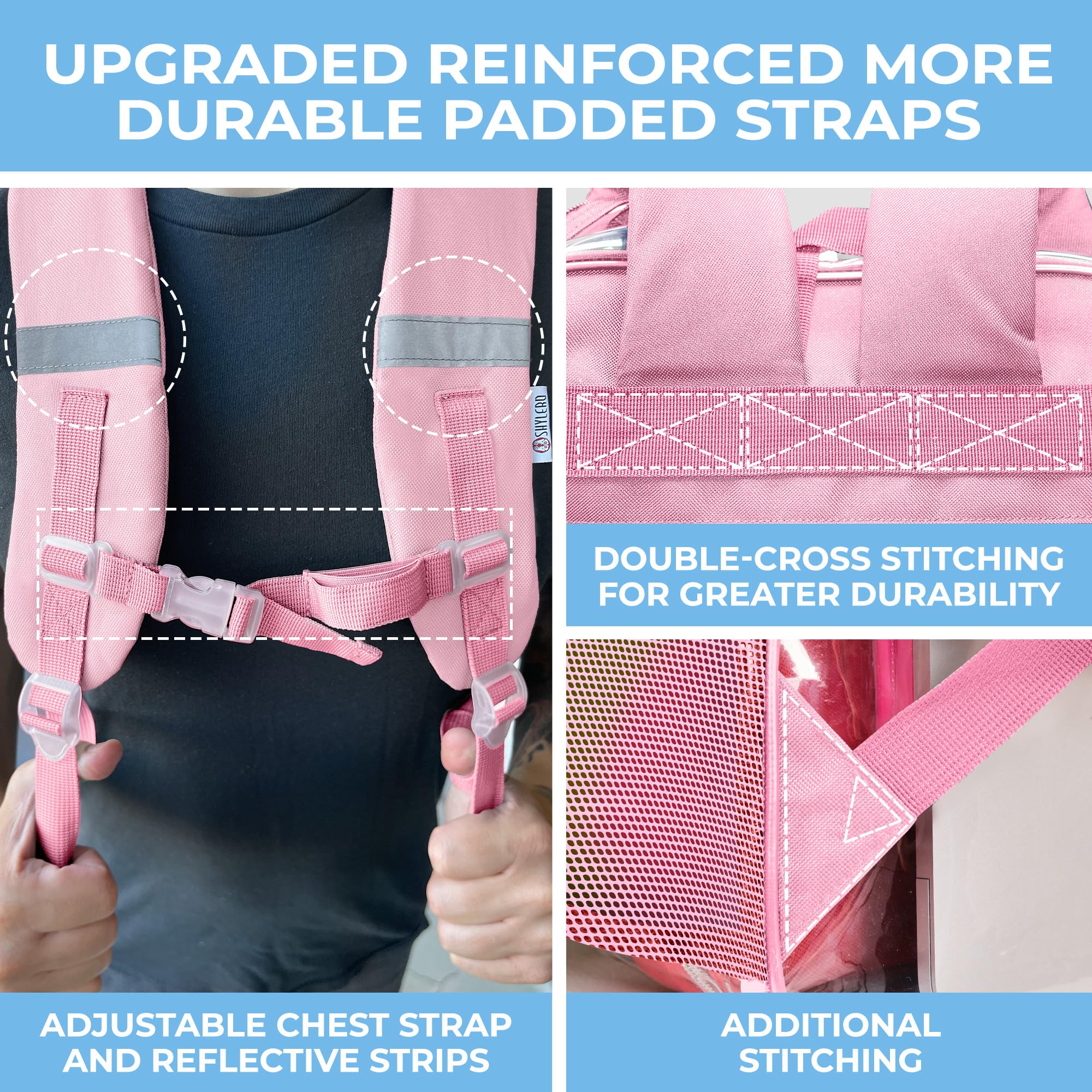 Foto 7 | Mochila Shylero Rosa Transparente Extra Grande De 32 L Con Cierre Tsa - Venta Internacional.