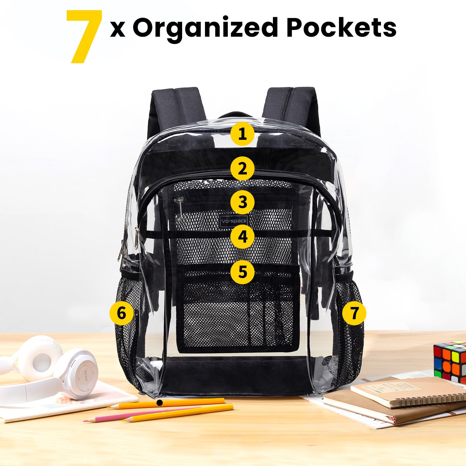 Foto 5 pulgar | Mochila Transparente Vorspack Heavy Duty Extra Grande Negra - Venta Internacional.