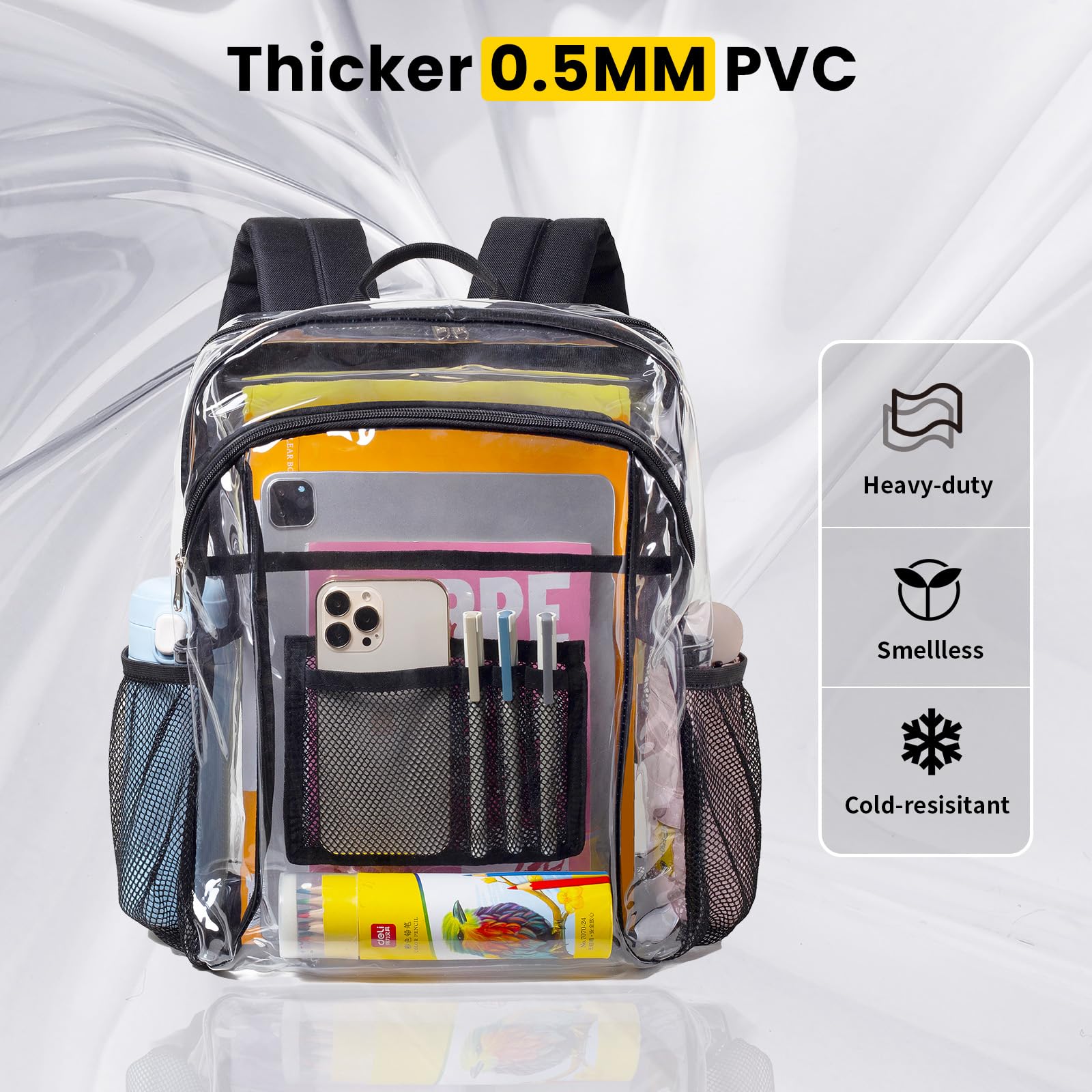 Foto 7 pulgar | Mochila Transparente Vorspack Heavy Duty Extra Grande Negra - Venta Internacional.