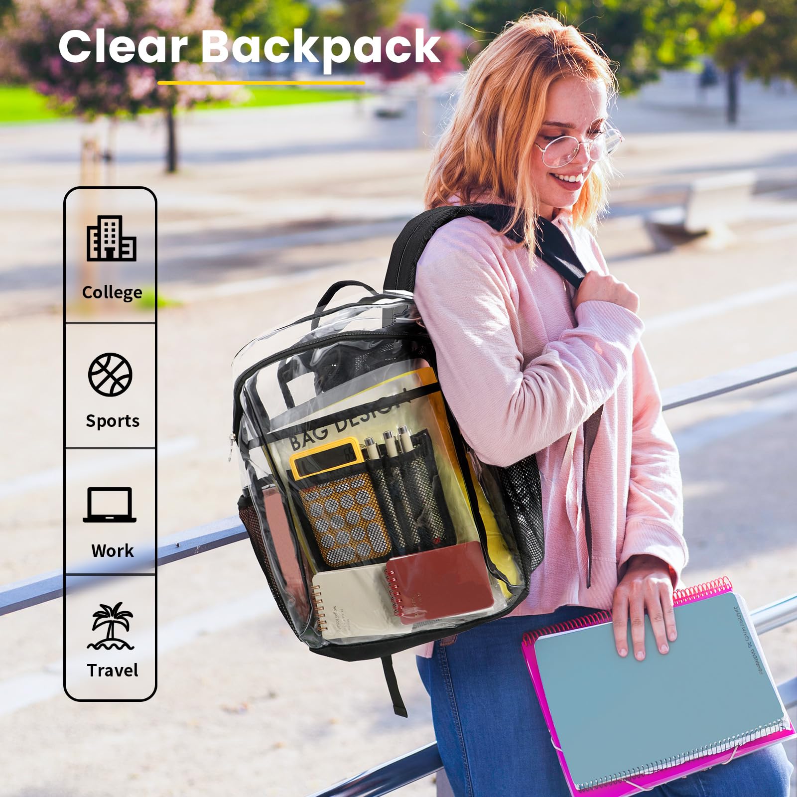 Foto 8 pulgar | Mochila Transparente Vorspack Heavy Duty Extra Grande Negra - Venta Internacional.