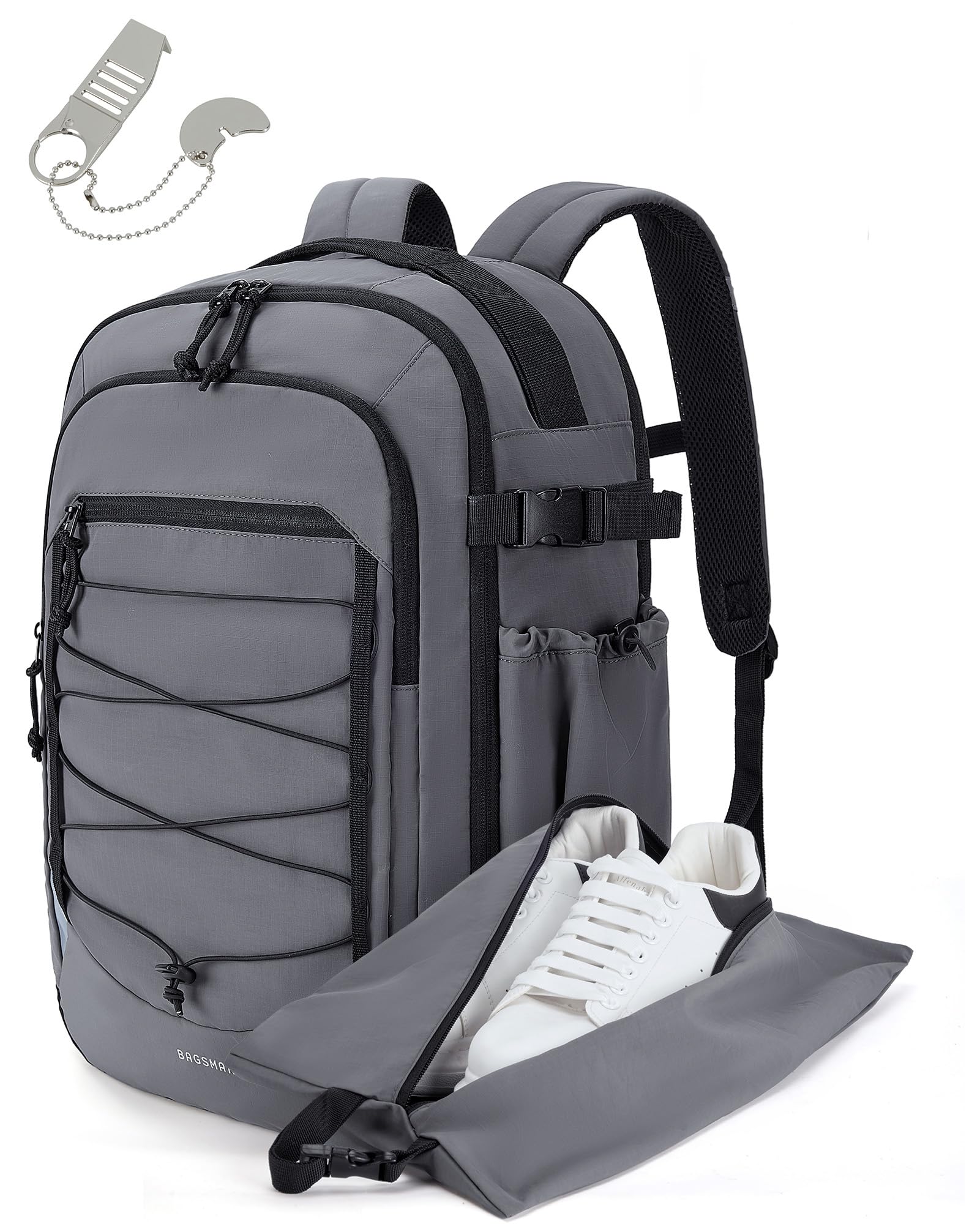 Mochila Bagsmart Carry On Travel De 30 Litros Con Bolsa Para Zapatos De 17.3 Pulgadas, Gris - Venta Internacional.