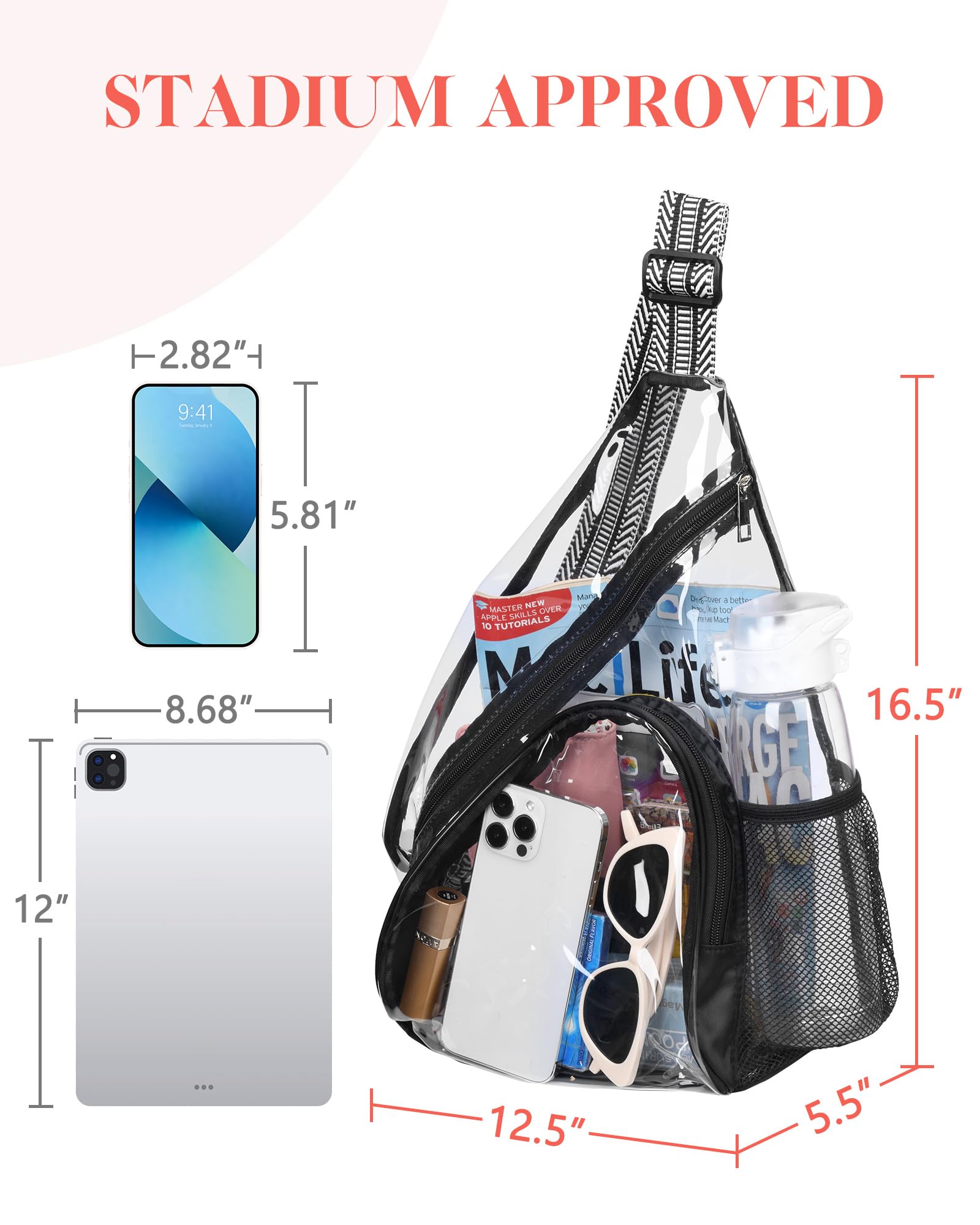 Foto 4 pulgar | Bolso Bandolera Hulisen, De Pvc Transparente, Aprobado Para Estadios - Venta Internacional.