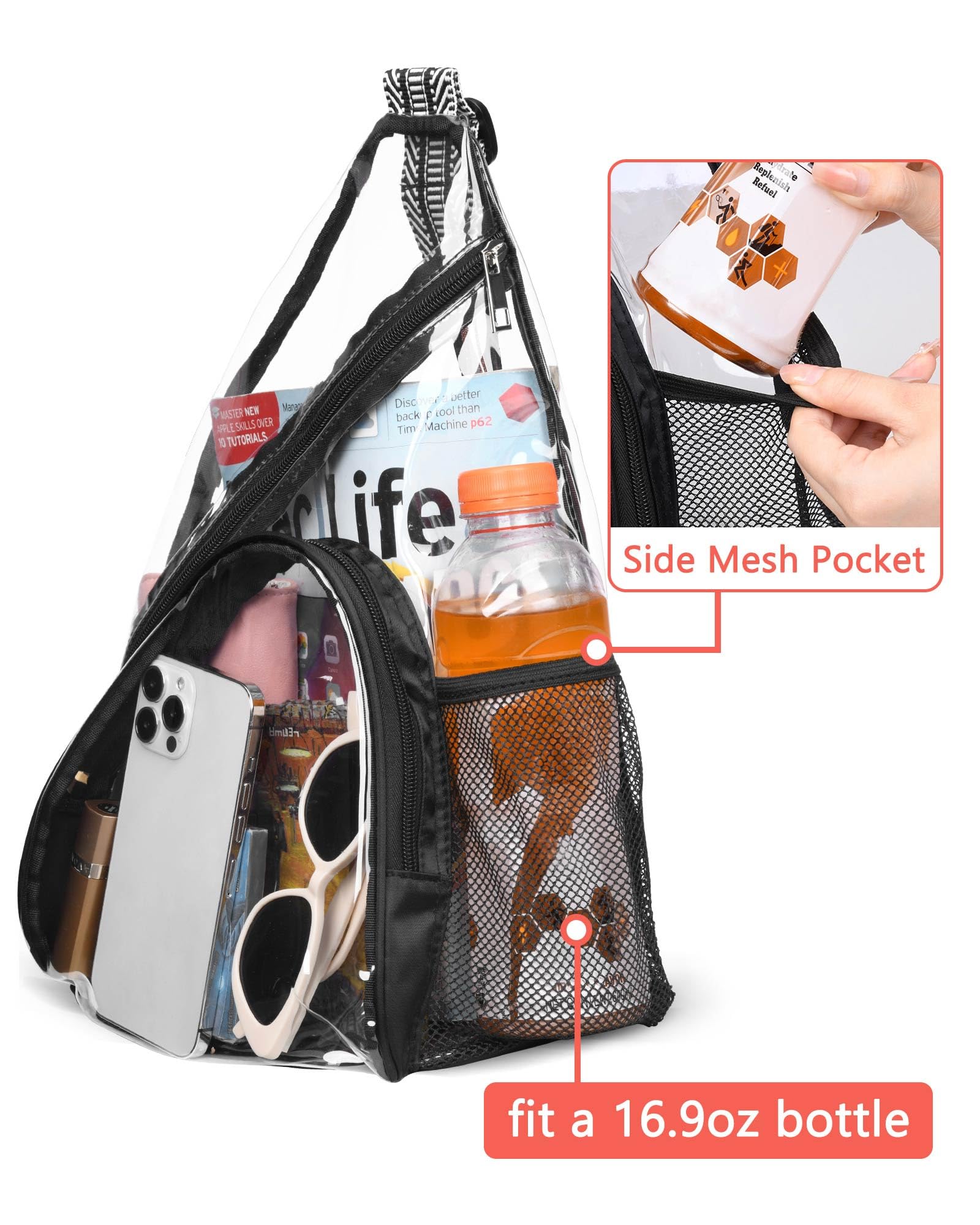Foto 5 pulgar | Bolso Bandolera Hulisen, De Pvc Transparente, Aprobado Para Estadios - Venta Internacional.