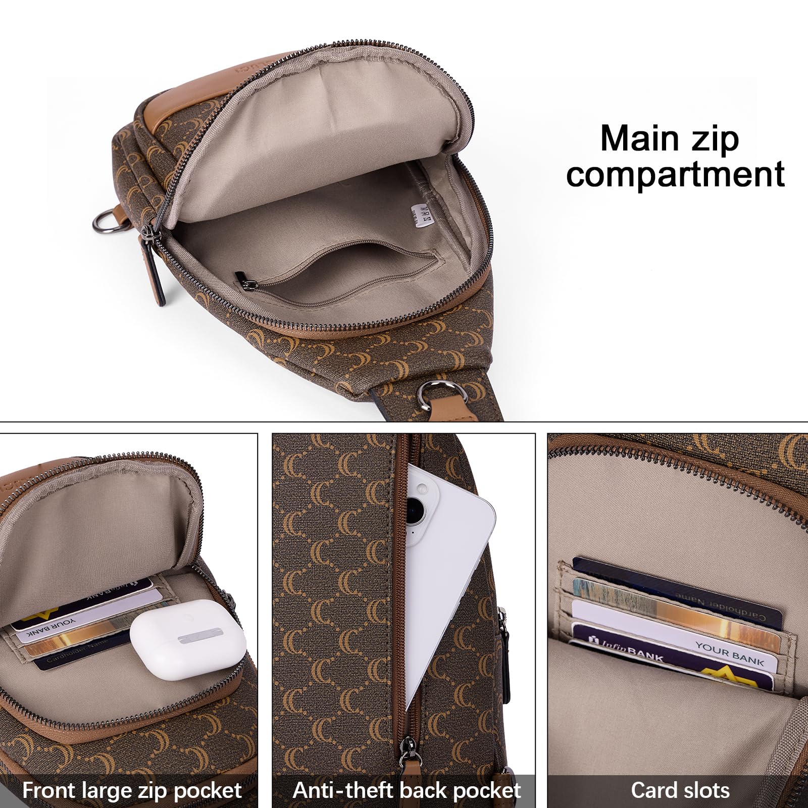 Foto 4 pulgar | Bandolera Cluci, Mochila De Piel Para Mujer - Venta Internacional.