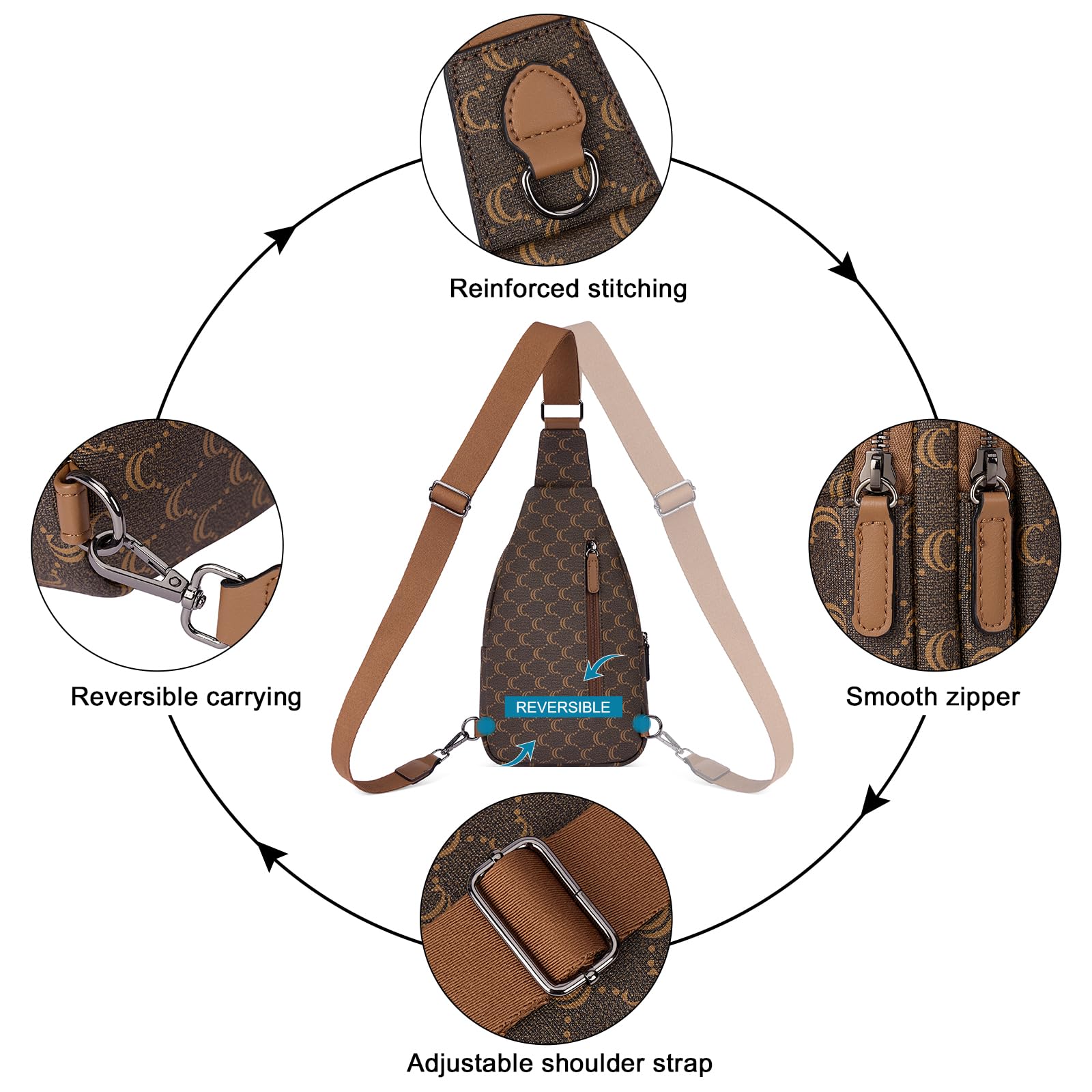 Foto 5 pulgar | Bandolera Cluci, Mochila De Piel Para Mujer - Venta Internacional.