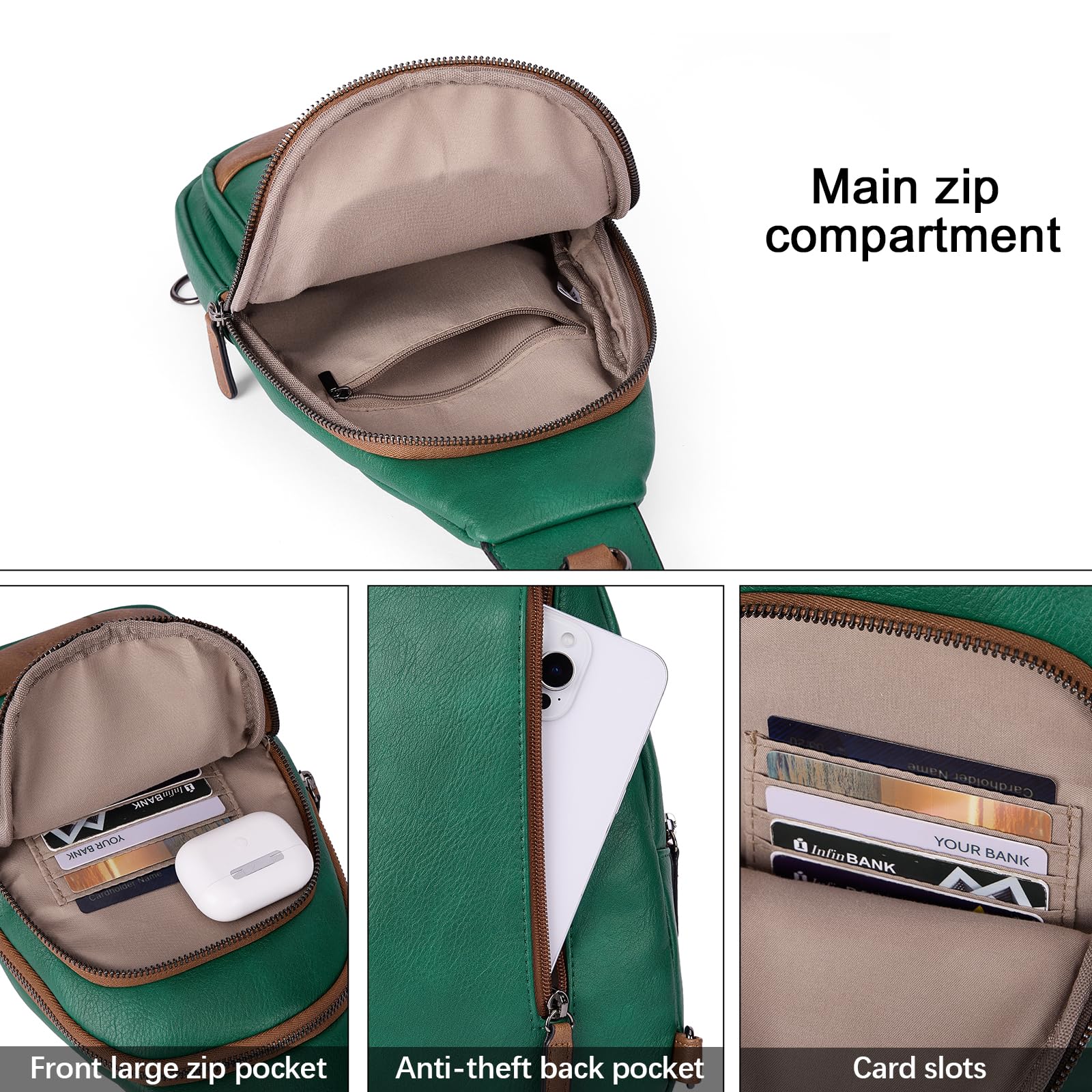 Foto 5 pulgar | Bandolera Cluci, Mochila De Piel Para Mujer - Venta Internacional.