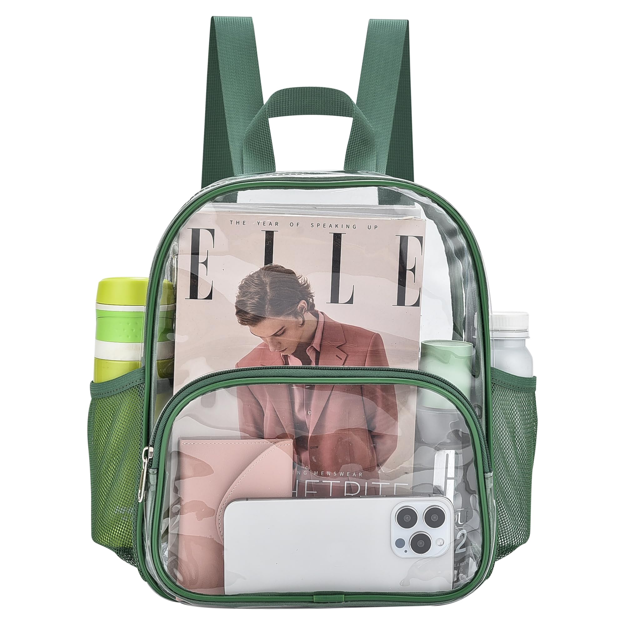 Foto 2 pulgar | Mochila Transparente Busiuw Para Eventos En Estadios, 30 X 30 X 15 Cm, Color Verde Bosque - Venta Internacional.
