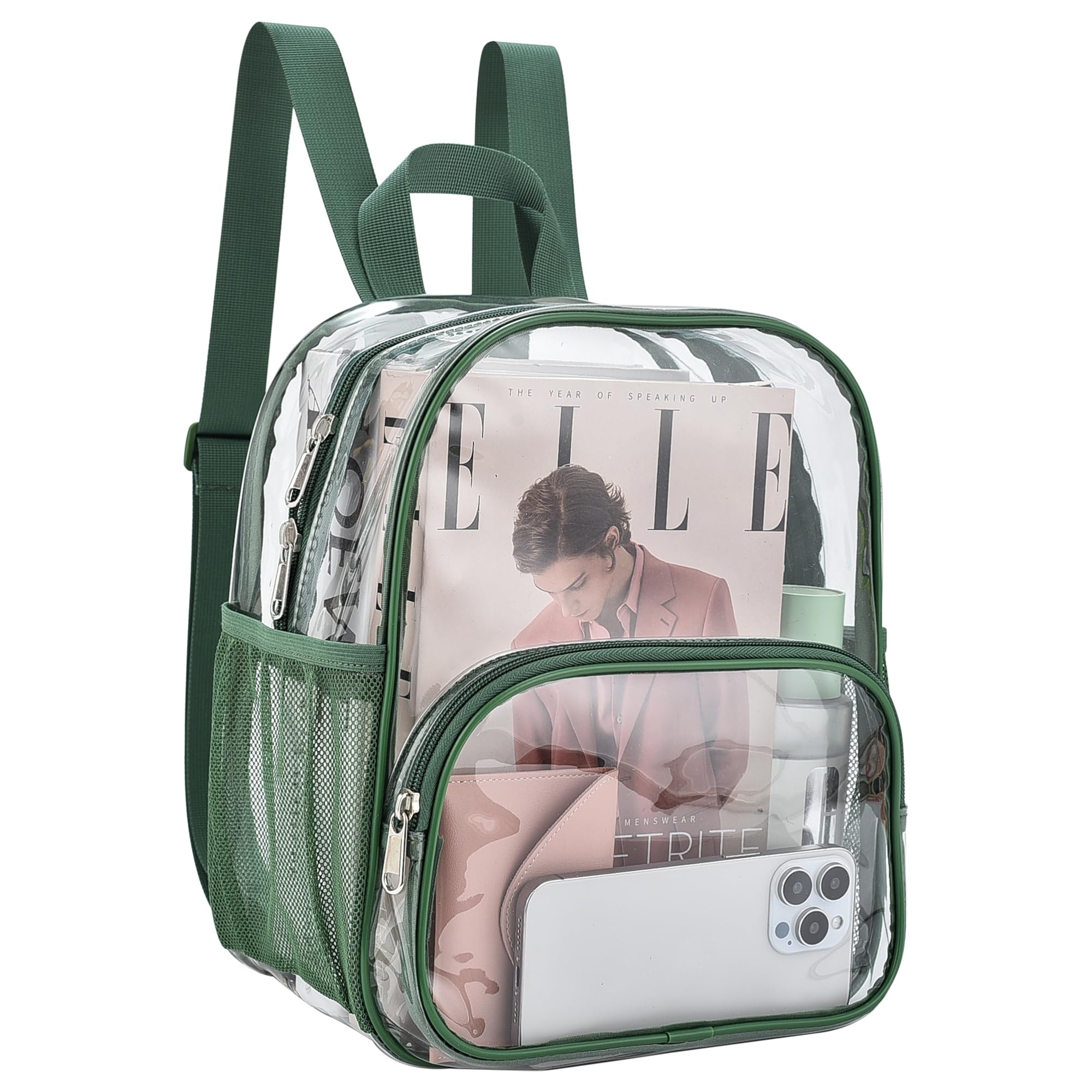 Foto 3 pulgar | Mochila Transparente Busiuw Para Eventos En Estadios, 30 X 30 X 15 Cm, Color Verde Bosque - Venta Internacional.