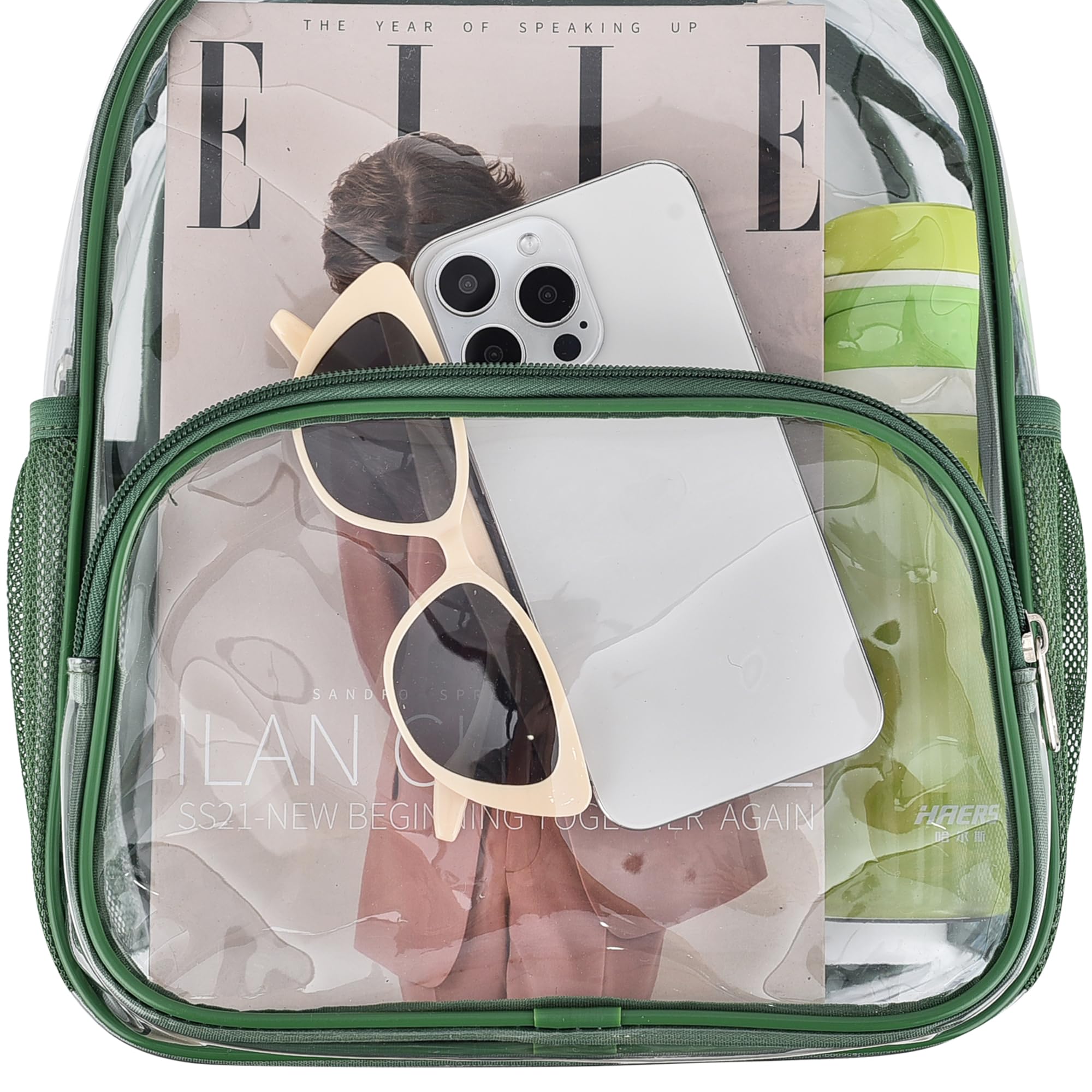 Foto 6 pulgar | Mochila Transparente Busiuw Para Eventos En Estadios, 30 X 30 X 15 Cm, Color Verde Bosque - Venta Internacional.