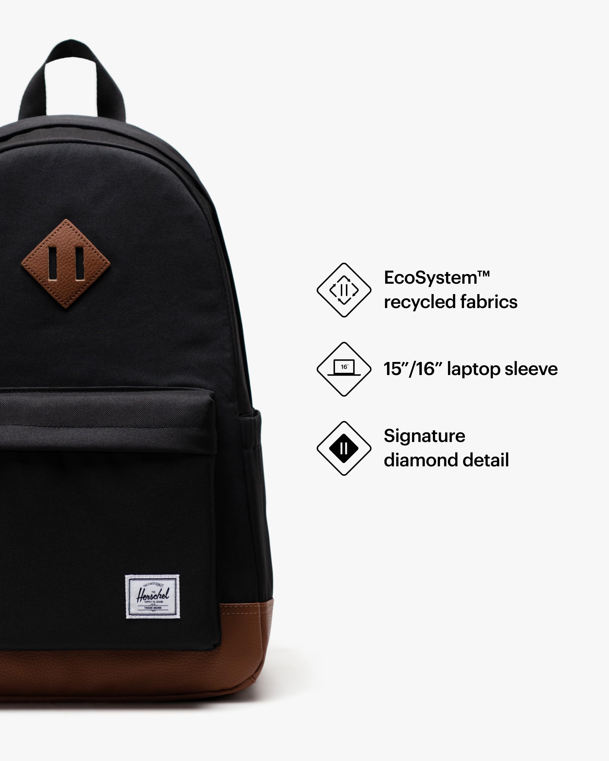 Foto 4 pulgar | Mochila Herschel Supply Co. Heritage Black/tan, 24 L - Venta Internacional.