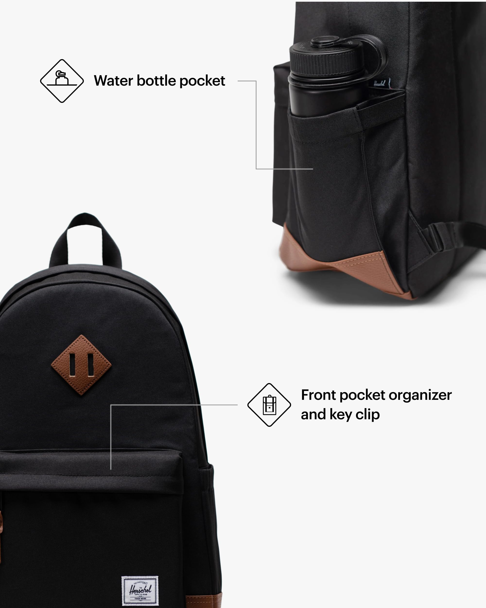 Foto 5 pulgar | Mochila Herschel Supply Co. Heritage Black/tan, 24 L - Venta Internacional.