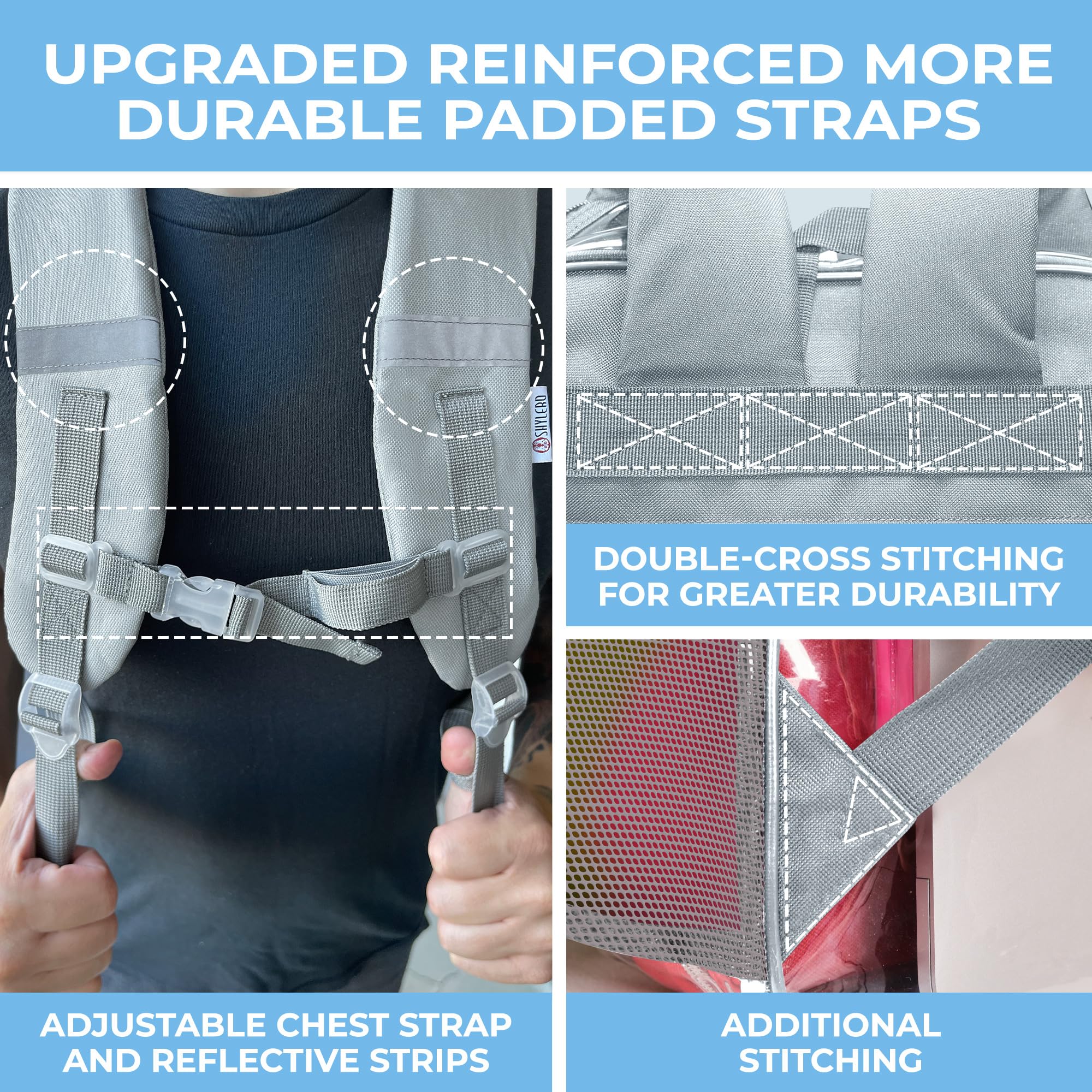 Foto 7 | Mochila Shylero Clear Extra Grande De 32 Litros Con Cierre Tsa, Gris Claro - Venta Internacional.