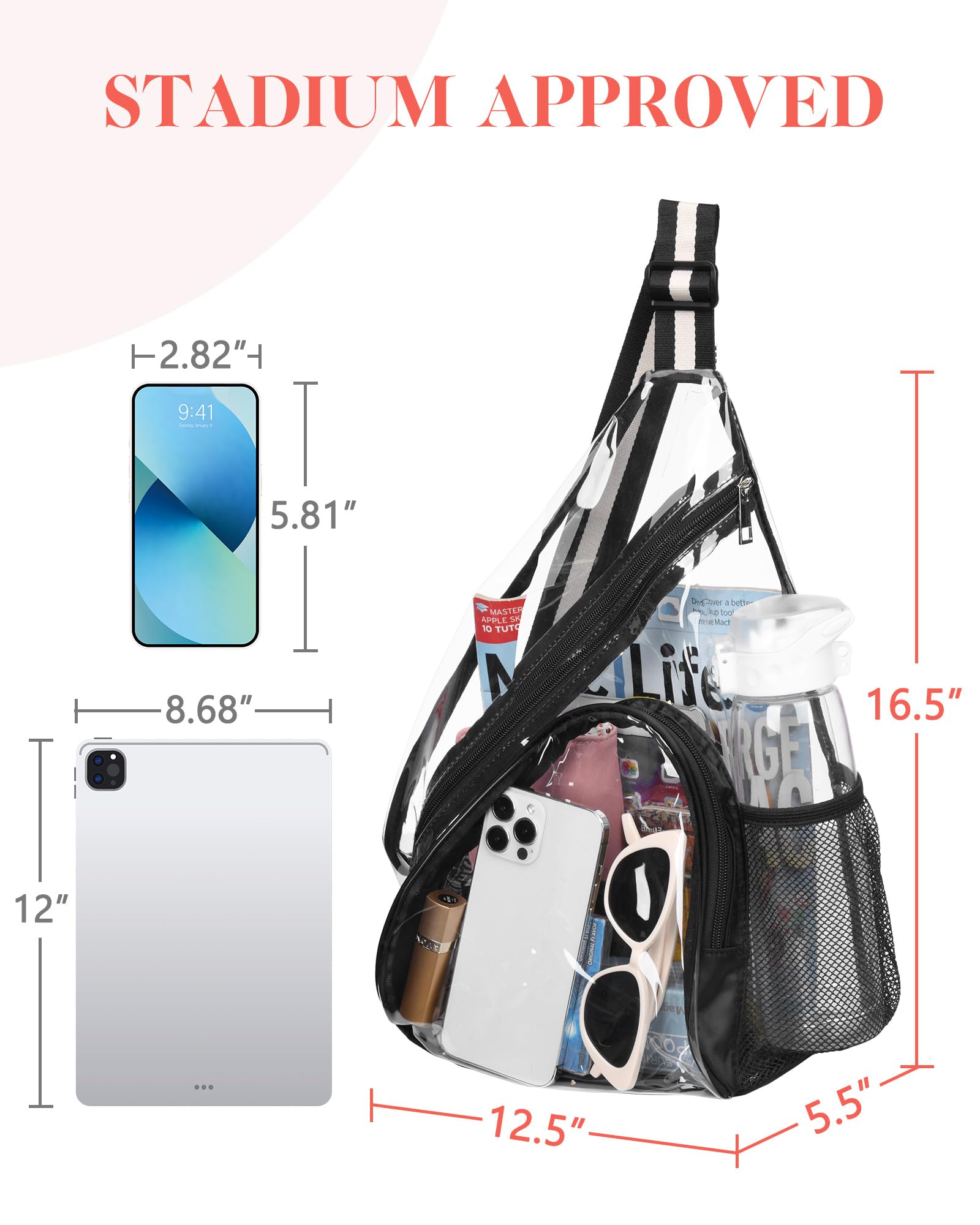 Foto 4 pulgar | Bolso Bandolera Hulisen, De Pvc Transparente, Aprobado Para Estadios - Venta Internacional.