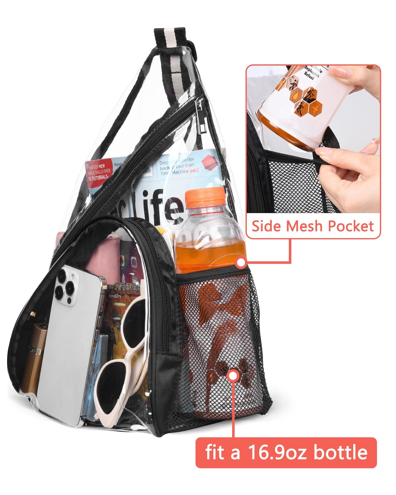 Foto 4 | Bolso Bandolera Hulisen, De Pvc Transparente, Aprobado Para Estadios - Venta Internacional.