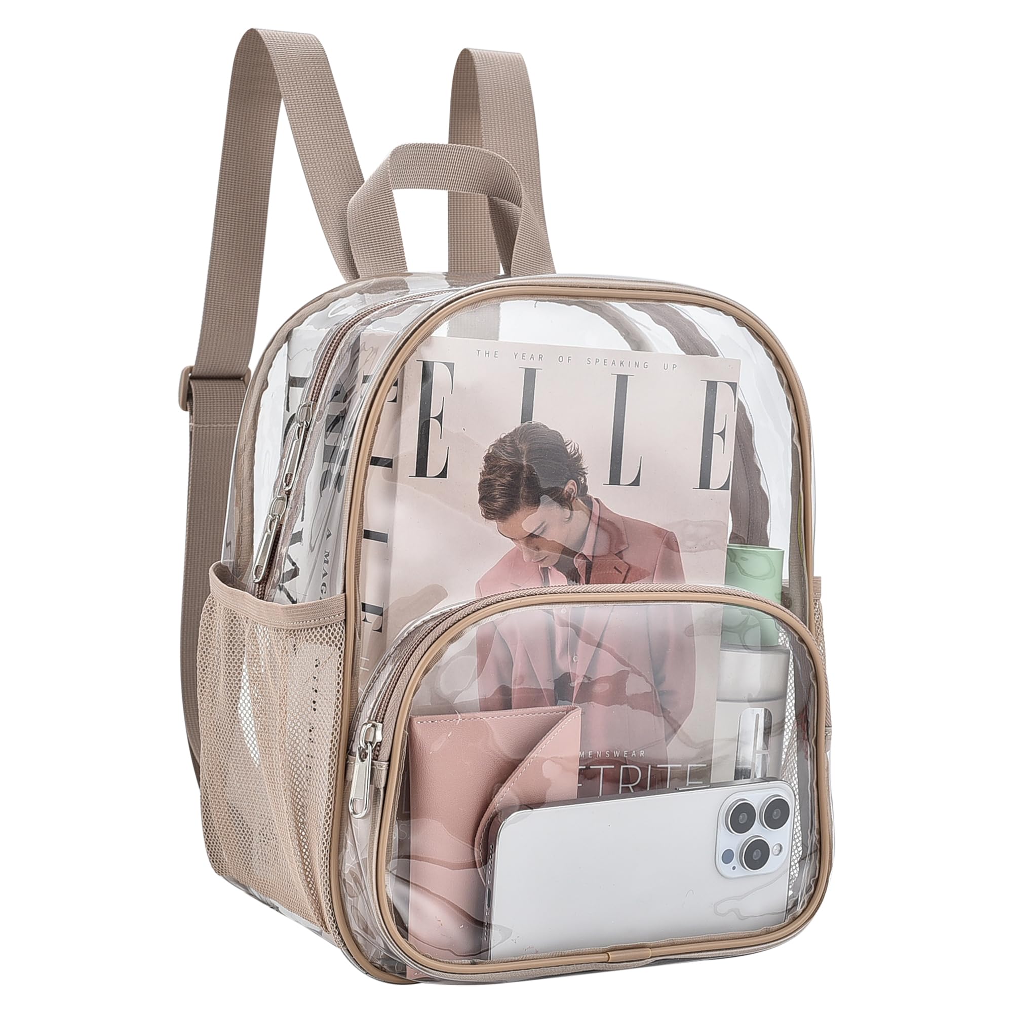 Foto 3 pulgar | Mochila Transparente Busiuw Para Eventos En Estadios, 30 X 30 X 15 Cm, Color Caqui - Venta Internacional.