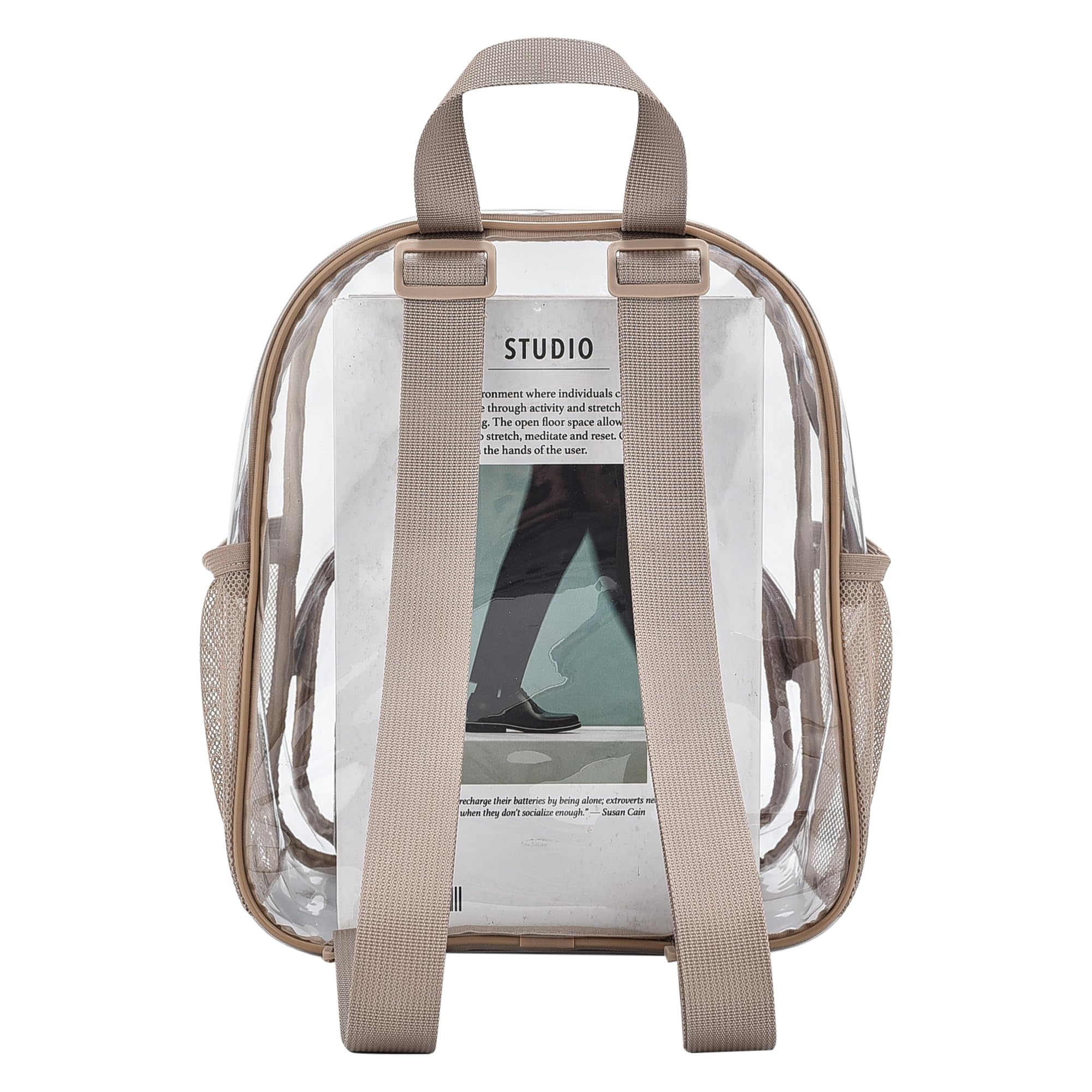 Foto 5 pulgar | Mochila Transparente Busiuw Para Eventos En Estadios, 30 X 30 X 15 Cm, Color Caqui - Venta Internacional.