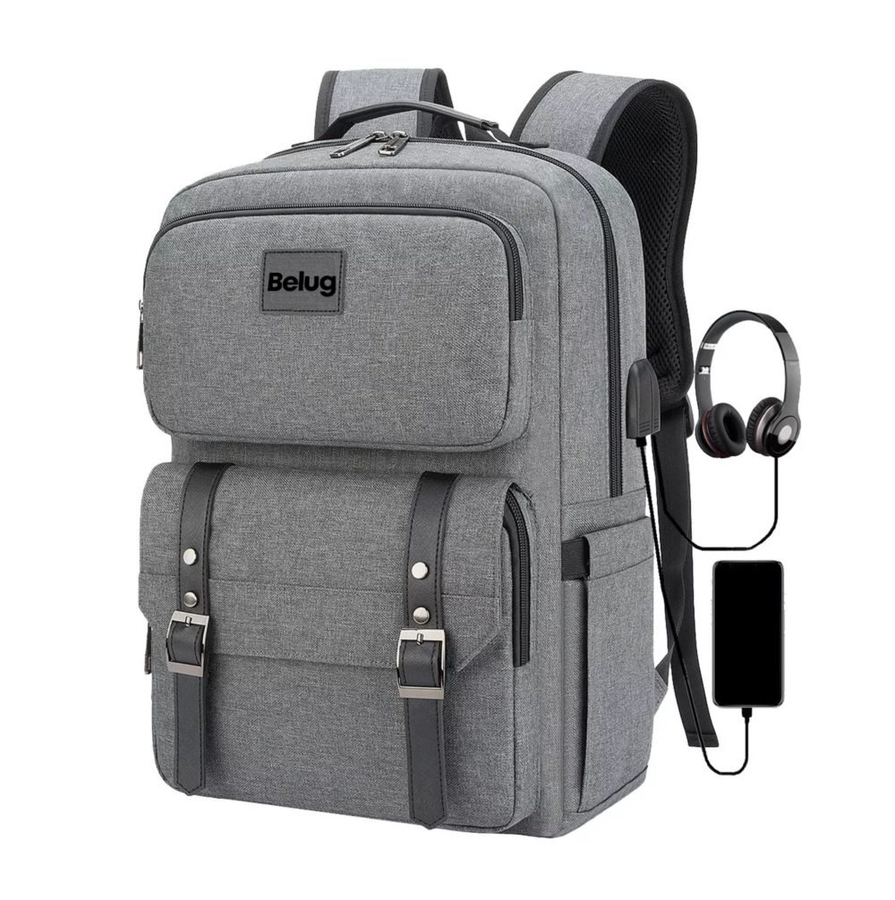 Mochila Antirrobo Mochila Para Portátil Mochilas De Viaje Gris Belug