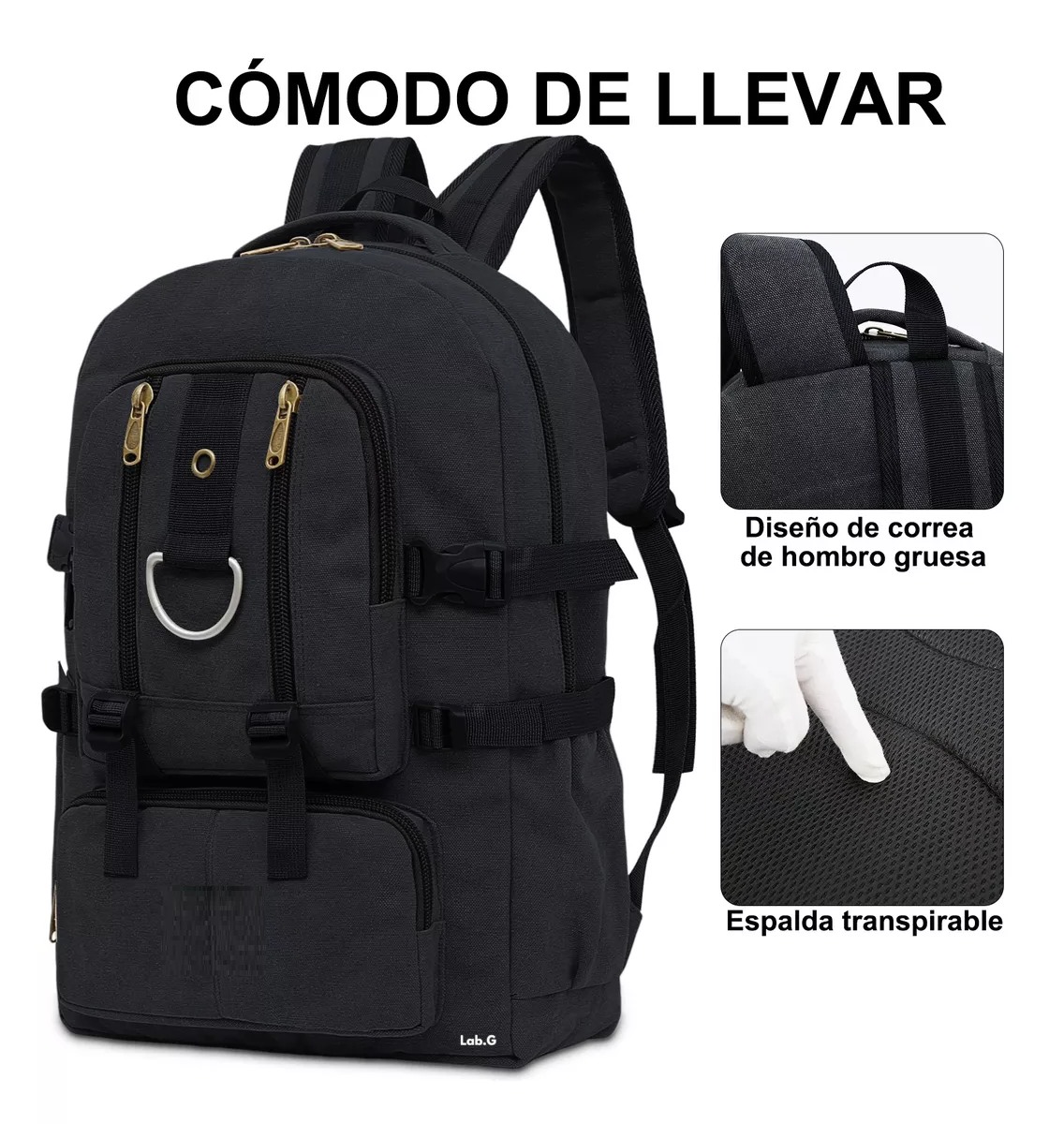 Foto 4 pulgar | Mochila De Viaje De Gran Capacidad Lab.g 21l Mochila De Camping Impermeable Negro