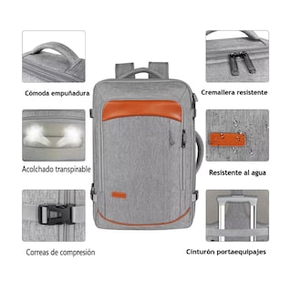 Foto 2 | Mochila De Viaje 1215 Mochilas De Viaje 50l Mochila Viaje Con Tres Bolsos Gris Y Naranja Belug