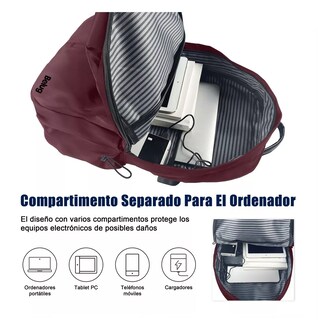 Foto 5 | Mochila Belug Vino Para Laptop Con Cargador Usb