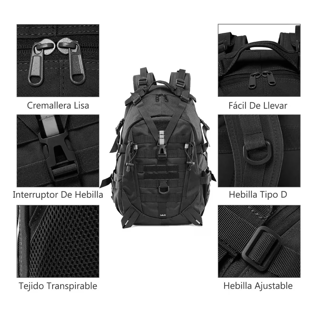 Foto 5 pulgar | Mochila Tactica De Cámping Impermeable Gran Capacidad 45l Negro