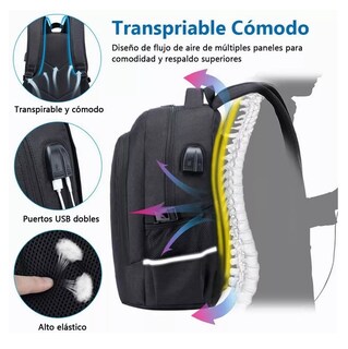 Foto 4 | Mochila Antirrobo Lab.g Con Cargador Usb 35l Color Negro