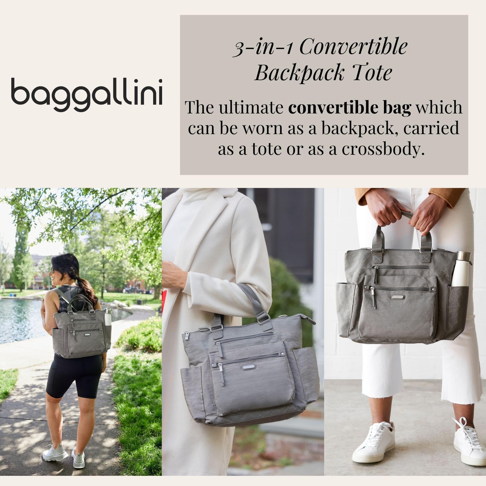 Foto 3 pulgar | Mochila Baggallini Convertible 3 en 1 Sterling Shimmer - Venta Internacional