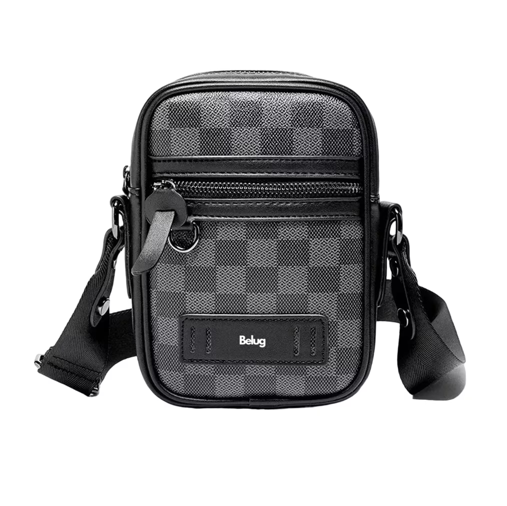 Foto 2 pulgar | Bolso Belug Para Hombre Crossbody Casual Negro Tartán Cuadrado