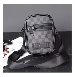 Foto 4 | Bolso Belug Para Hombre Crossbody Casual Negro Tartán Cuadrado