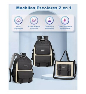 Foto 2 | Mochila Escolar Lab.g Viaje Bolsa Impermeable Mochilas Reforzada 2 En 1 Negro