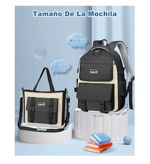 Foto 5 | Mochila Escolar Lab.g Viaje Bolsa Impermeable Mochilas Reforzada 2 En 1 Negro