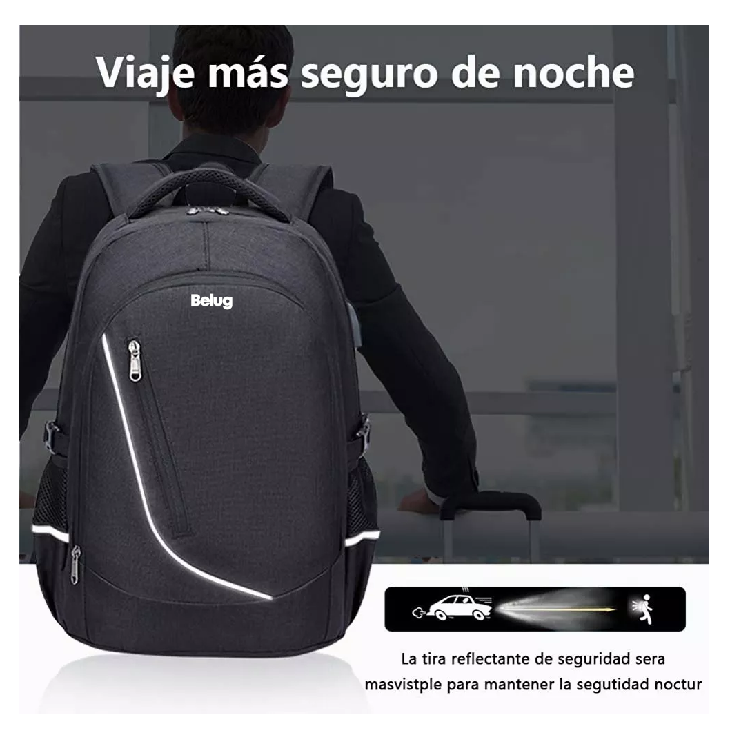 Foto 3 pulgar | Mochila Antirrobo Belug Con Cargador Usb 35l En Negro