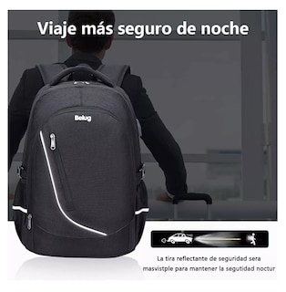 Foto 2 | Mochila Antirrobo Belug Con Cargador Usb 35l En Negro