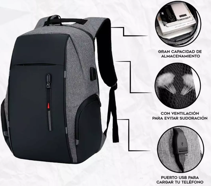 Foto 5 pulgar | Mochila Black Grey Xtellar Urbana Moda