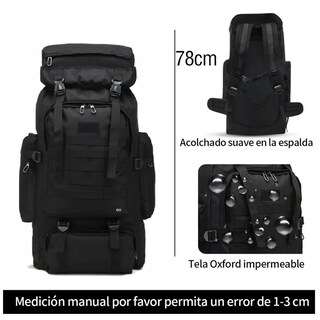 Foto 3 | Mochila Táctica Militar 70l Campismo Senderismo Multifuncion Eo Safe Imports Esi-3617 Negro