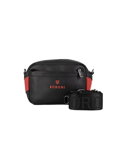 Foto 1 | Bandolera Crossbody Boroni Negro Rojo Con Correa Ajustable