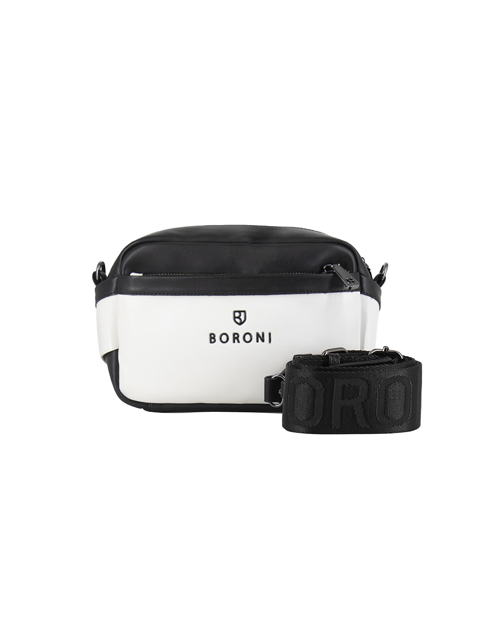 Foto 2 pulgar | Bandolera Crossbody Boroni Blanco/Negro Con Correa Ajustable