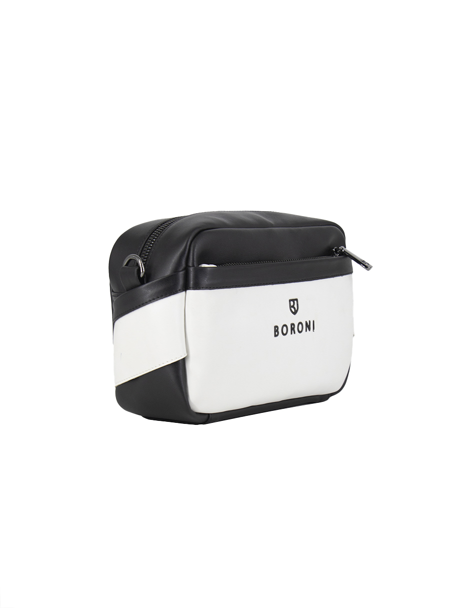 Foto 3 pulgar | Bandolera Crossbody Boroni Blanco/Negro Con Correa Ajustable
