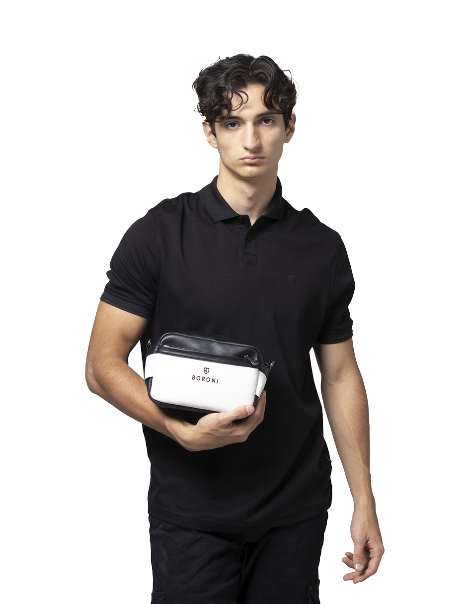 Foto 5 pulgar | Bandolera Crossbody Boroni Blanco/Negro Con Correa Ajustable