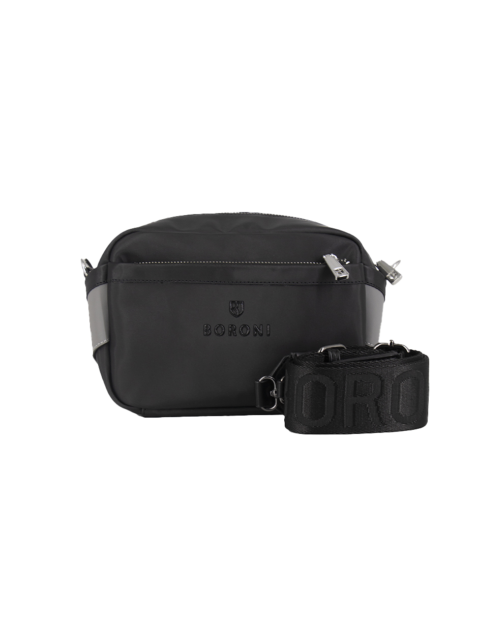 Foto 2 pulgar | Andolera Crossbody Boroni Negro Gris Con Correa Ajustable