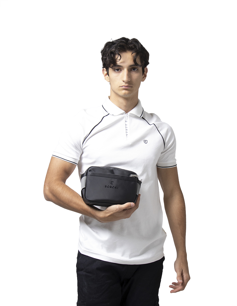 Foto 6 pulgar | Andolera Crossbody Boroni Negro Gris Con Correa Ajustable