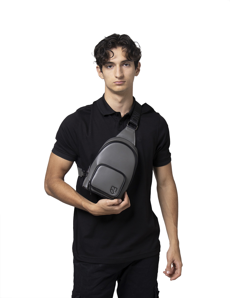 Foto 5 pulgar | Pechera One Strap Boroni Gris con Correa Ajustable