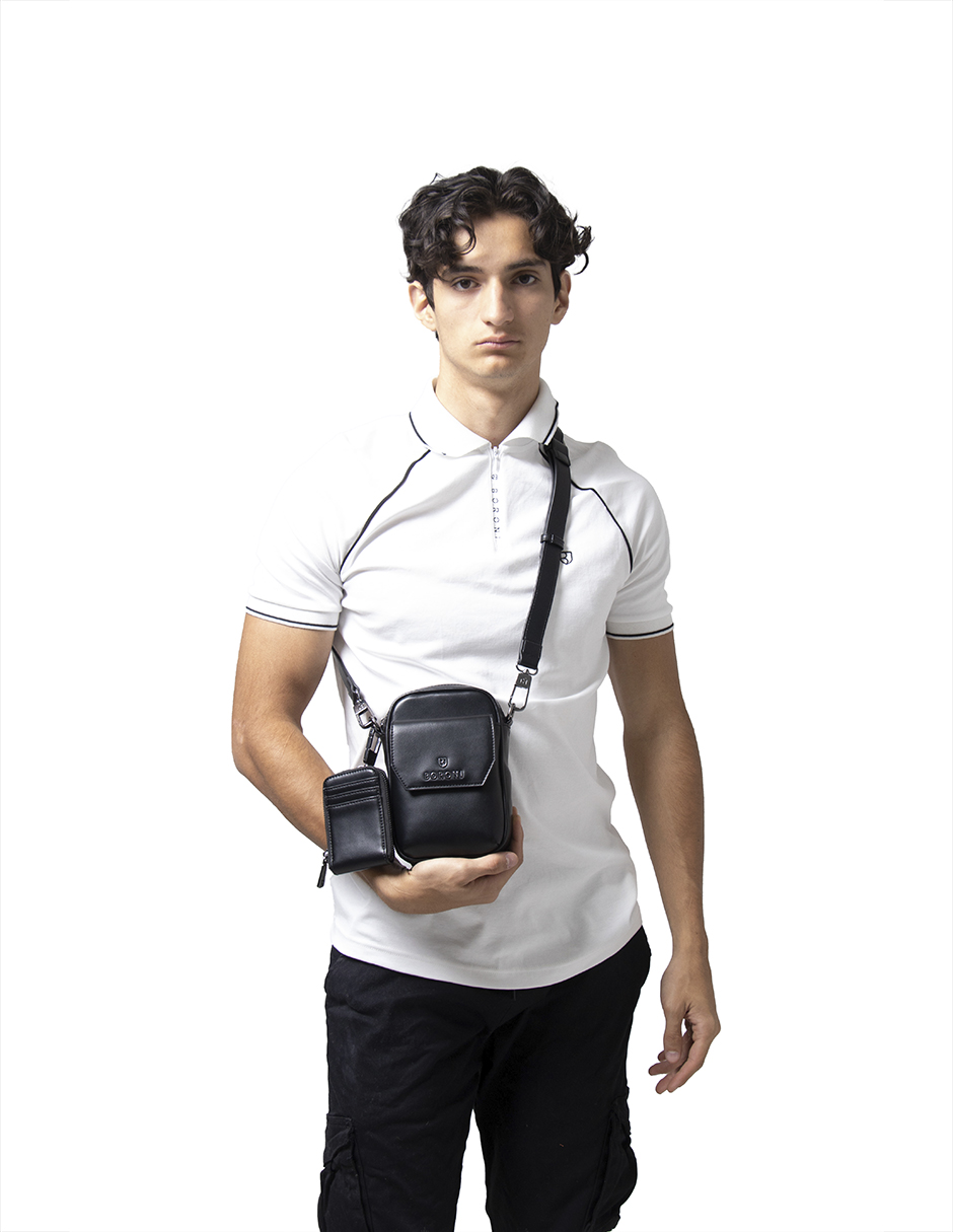 Foto 4 | Bandolera  Boroni Negro con Correa Ajustable