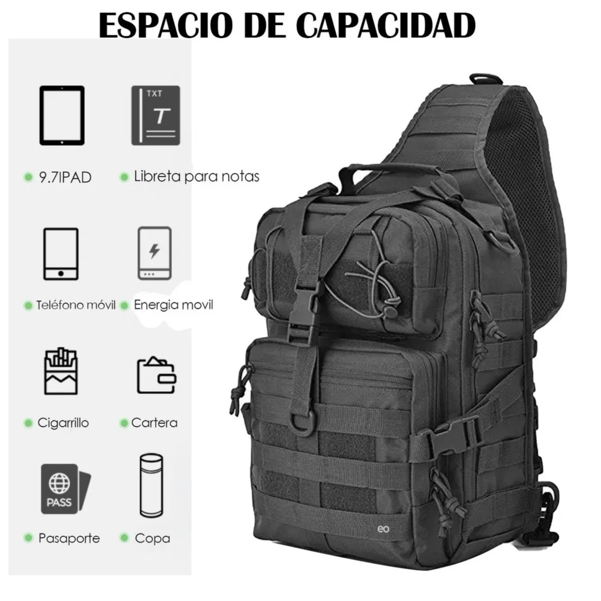 Foto 4 pulgar | Mochila Táctica Militar Multiusos Eo Safe Imports Esi-238 Negro