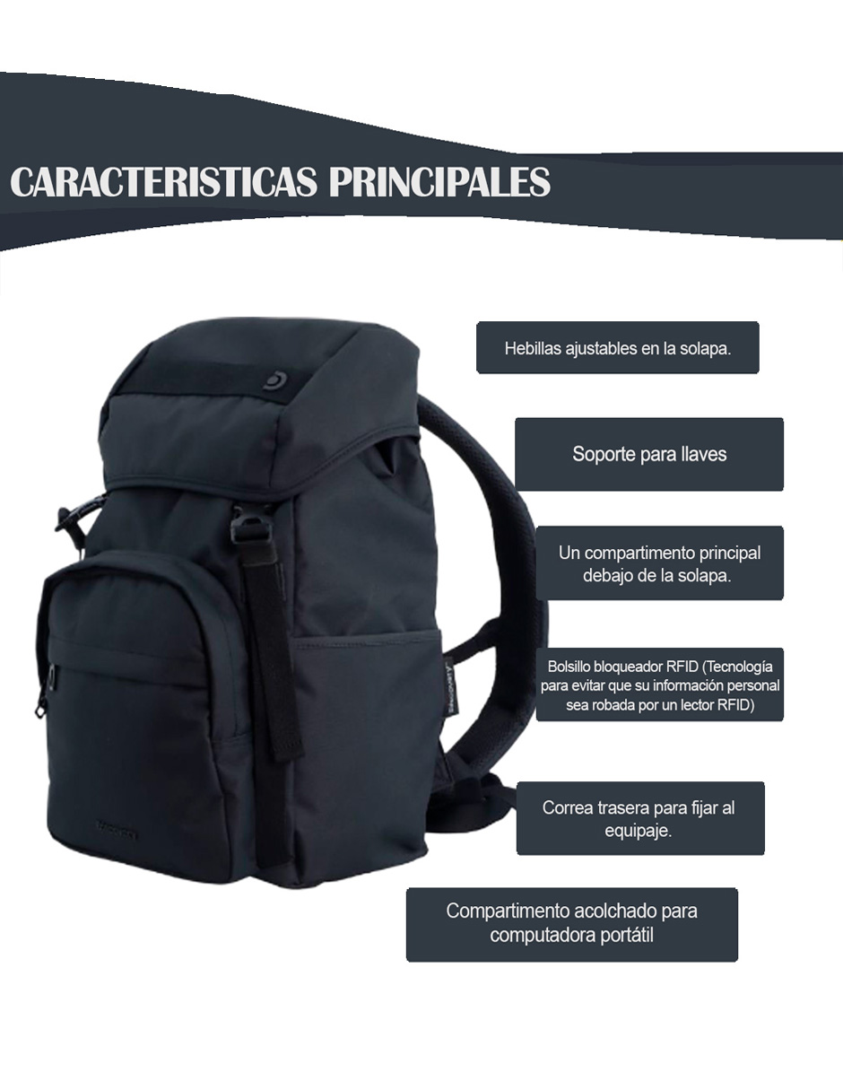 Foto 3 pulgar | Mochila Downtown  Discovery Con Cubierta Color Negro