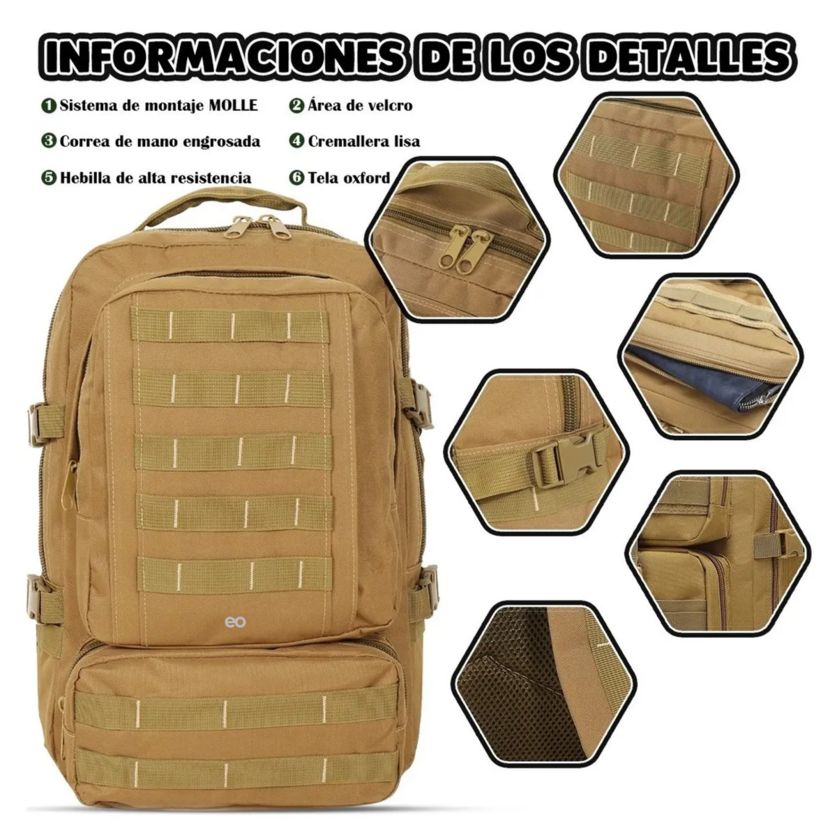 Foto 4 pulgar | Mochila Táctica Militar Camping Mutilusos Eo Safe Imports Esi-3201 Marron