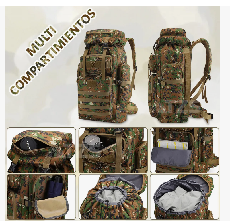 Foto 4 pulgar | Mochila Xtellar Táctica Militar 80l Campismo Senderismo Multifuncion