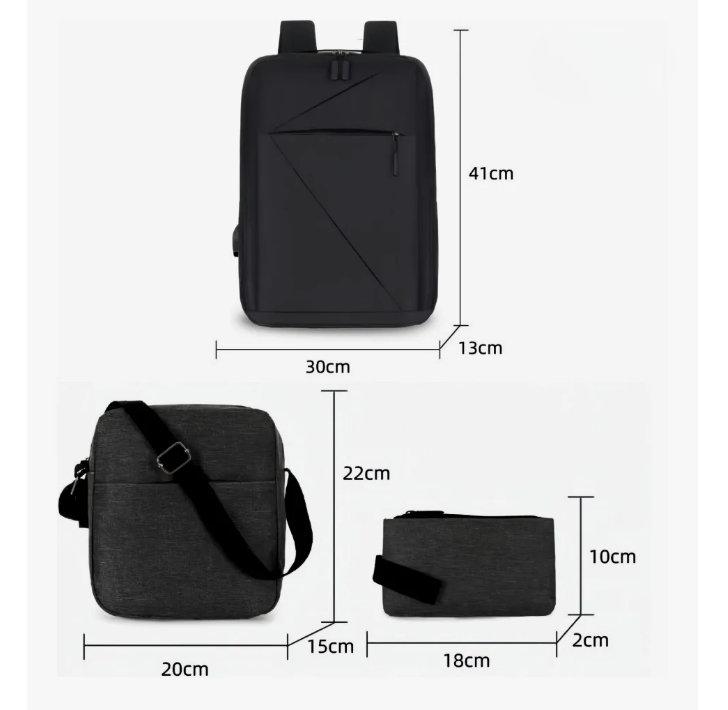 Foto 3 pulgar | Mochila Xtellar Antirrobo Carga Usb  Escolar Portátil Casual 3 Piezas Color Negro Diseño De La Tela Tela Oxford