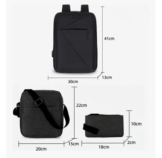 Foto 2 | Mochila Xtellar Antirrobo Carga Usb Escolar Portátil Casual 3 Piezas Color Negro Diseño De La Tela Tela Oxford