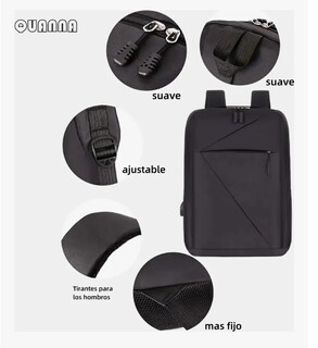 Foto 4 | Mochila Xtellar Antirrobo Carga Usb Escolar Portátil Casual 3 Piezas Color Negro Diseño De La Tela Tela Oxford